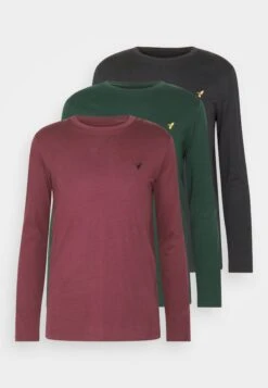 Pier One 3 Pack Unisex- Camiseta De Manga Larga - Black/Bordeaux/Dark Green -Pier One 11266ccfab134789a780f8985789fef2