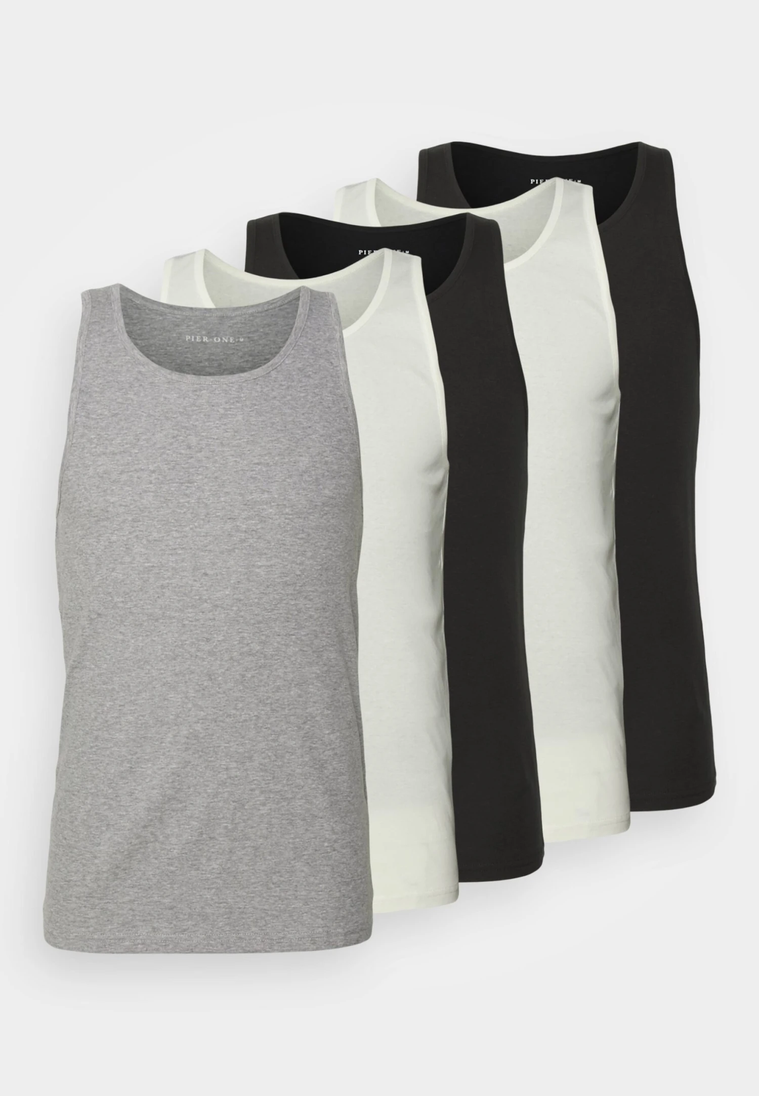 Pier One 5 Pack - Camiseta Interior - 802 - Black_102 - Grey_001 - White 1 Pier One 5 Pack - Camiseta Interior - 802 - Black_102 - Grey_001 - White