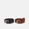 Pier One Leather 2 Pack - Cinturón - Cognac/Black