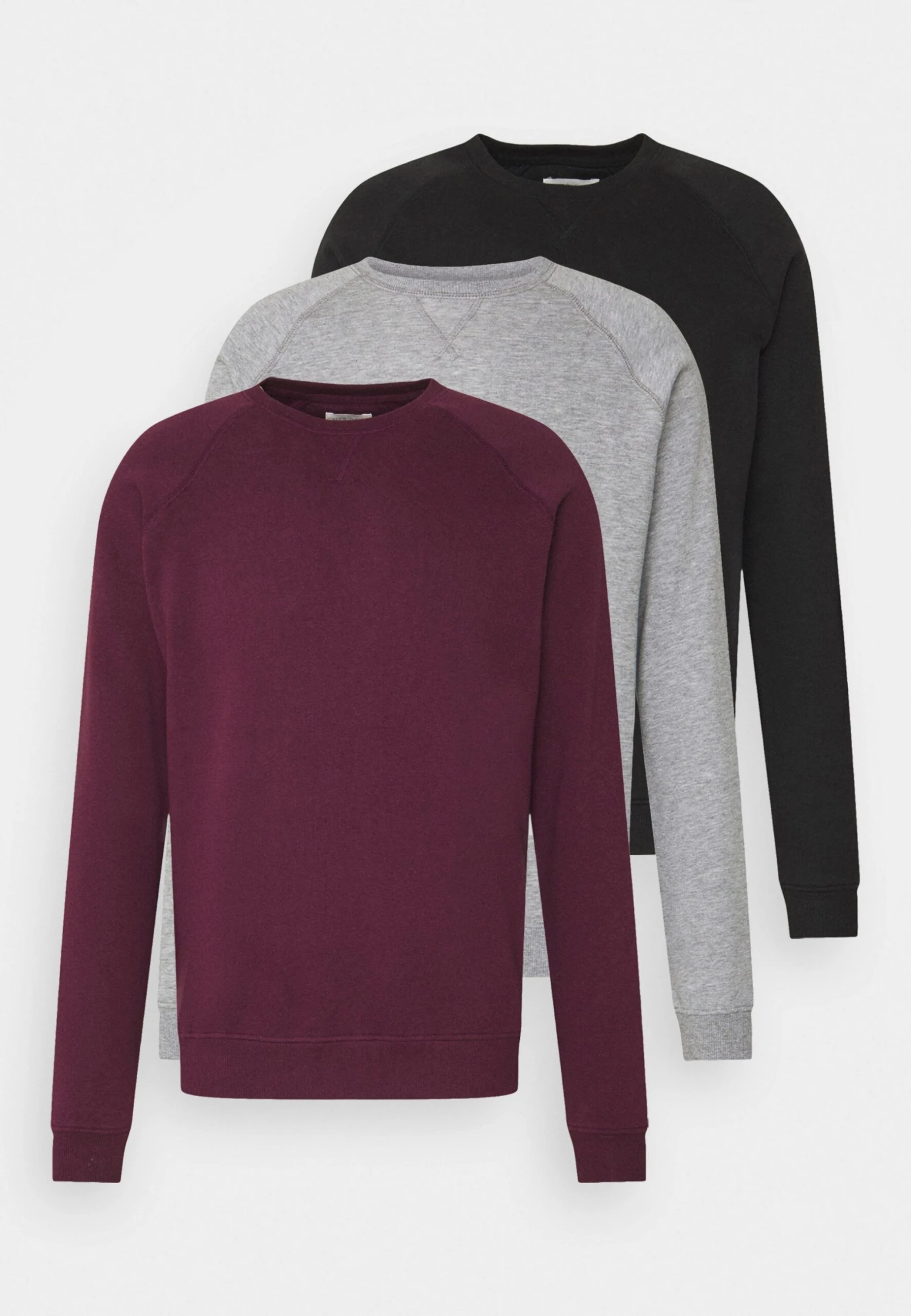Pier One 3 Pack - Sudadera - Bordeaux/Black/Grey 1 Pier One 3 Pack - Sudadera - Bordeaux/Black/Grey