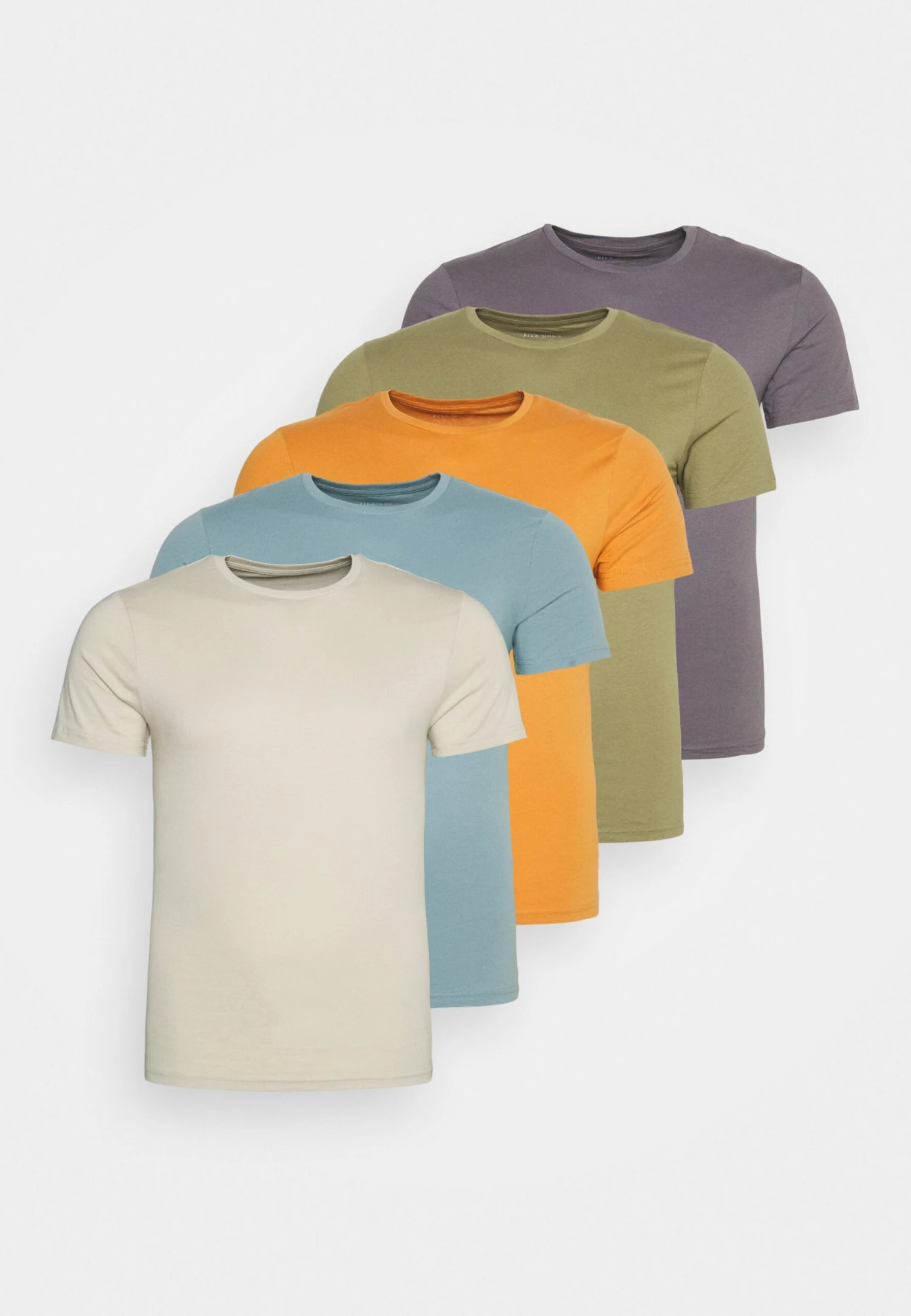Pier One 5 Pack - Camiseta Básica - Orange/Dark Blue/Green 1 Pier One 5 Pack - Camiseta Básica - Orange/Dark Blue/Green