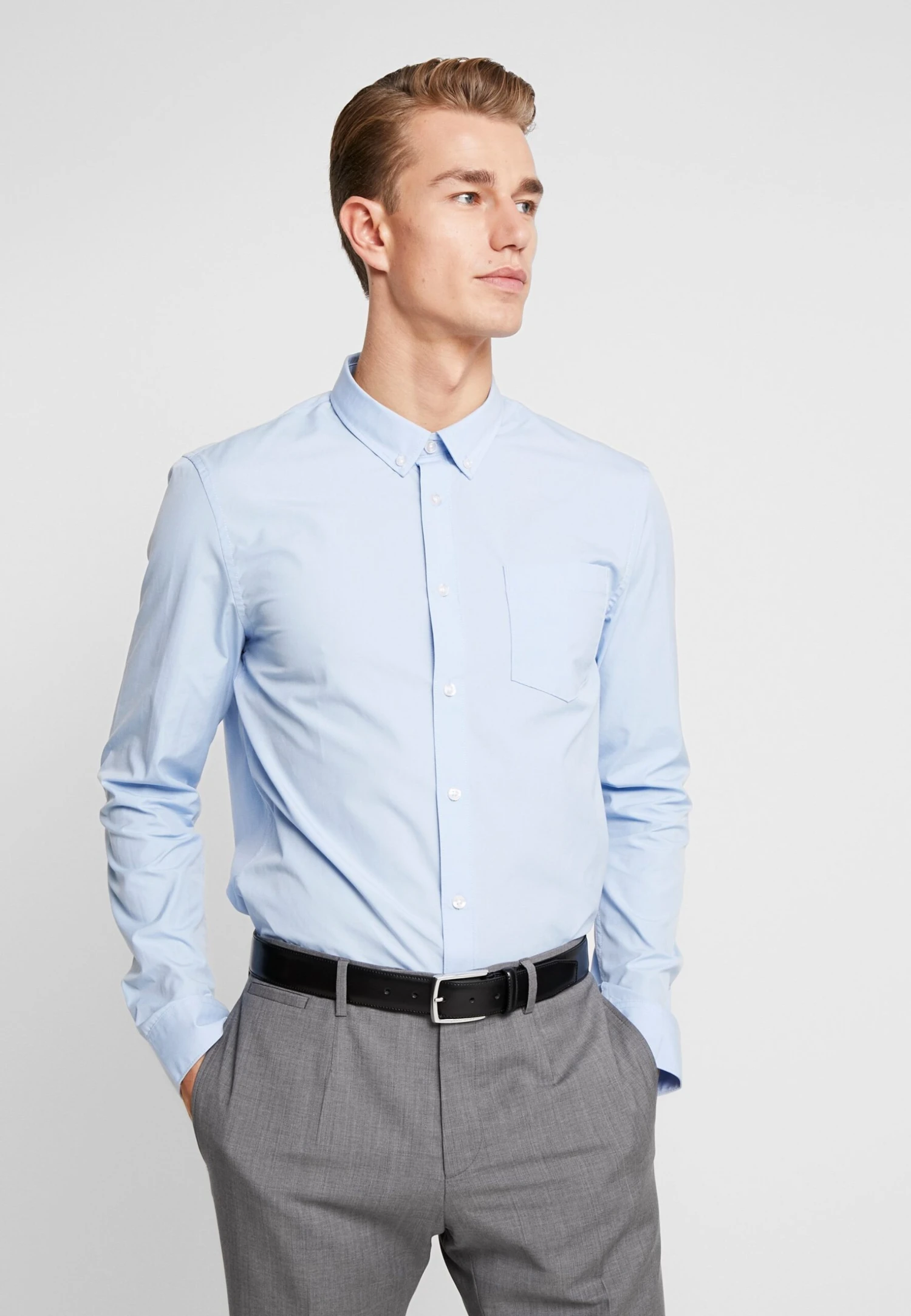 Pier One 2 Pack - Camisa Elegante - White/Light Blue 2 Pier One 2 Pack - Camisa Elegante - White/Light Blue - Imagen 2