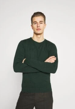 Pier One Basic Crewneck - Jersey De Punto - Mottled Dark Green
