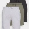 Pier One 3 Pack - Pantalón De Pijama - Black/Mottled Grey/Khaki