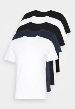 Pier One 5 Pack - Camiseta Básica - Black/White/Blue -Pier One f1b37127ec2d45f98139c878d4f29450