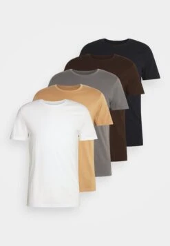 Pier One 5 Pack - Camiseta Básica - Dark Grey/White/Light Brown -Pier One fb54978751344783bd304fd63dd45a3d